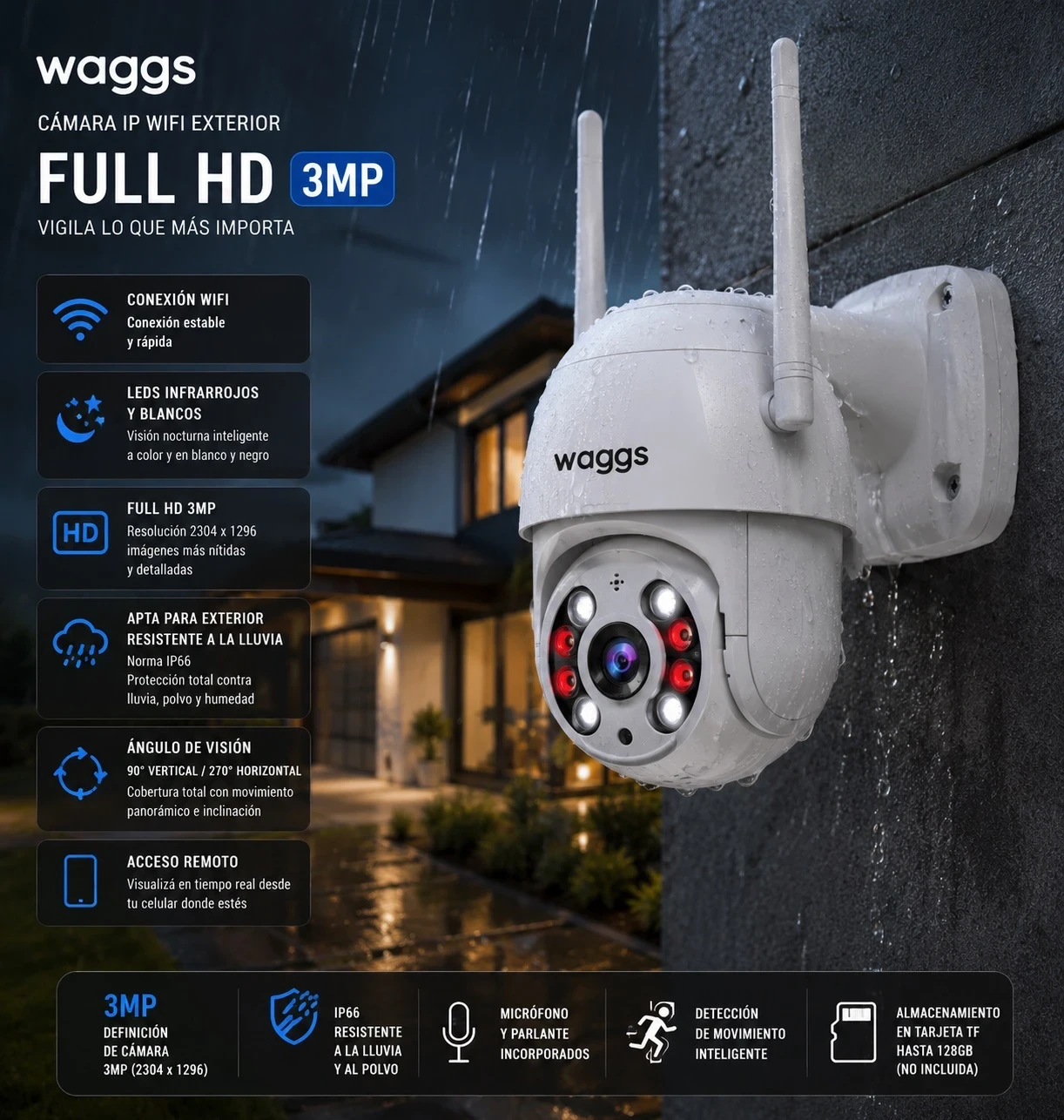 CAMARA DE SEGURIDAD WAGGS DOMO EXTERIOR