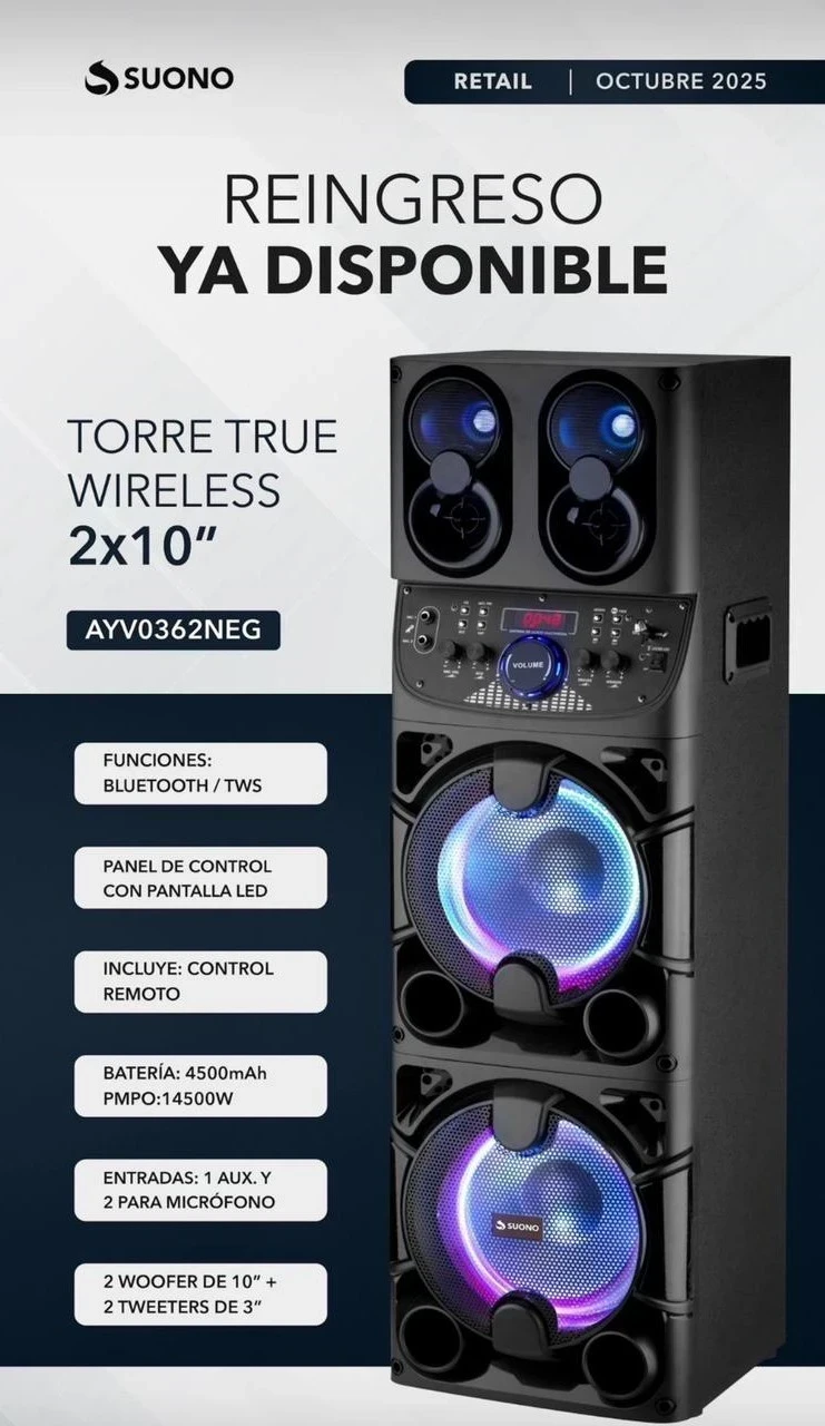 🔊 *TORRE SUONO "TRUE" WIRELESS 2X10"