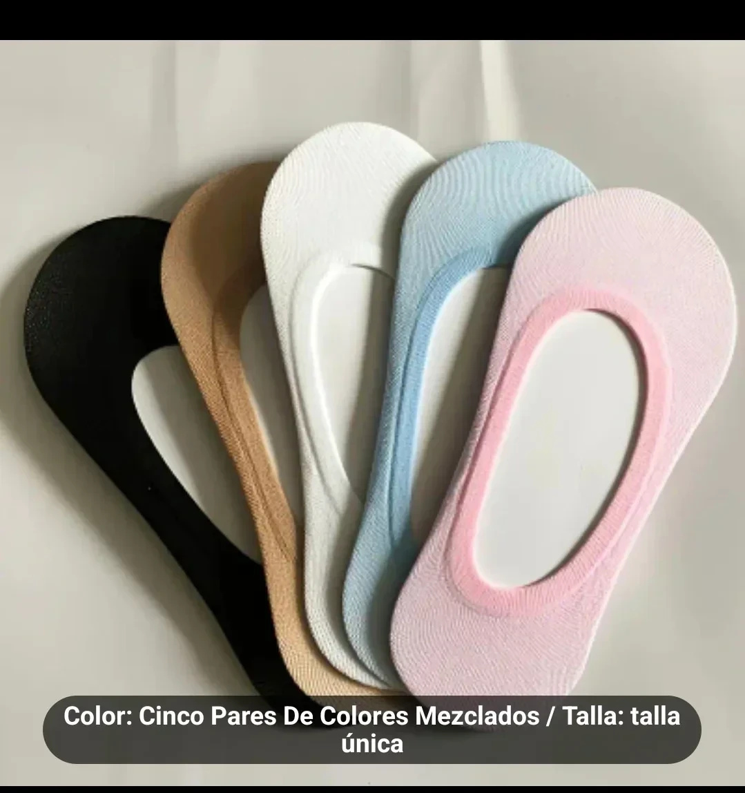 5 Pares De Calcetines Invisibles Sólidos
