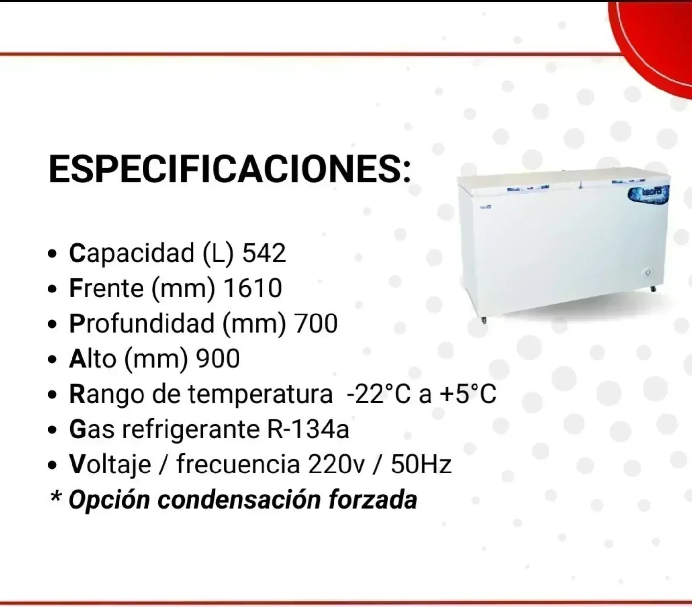 Freezer Teora fh550F 550 lts doble tapa 2