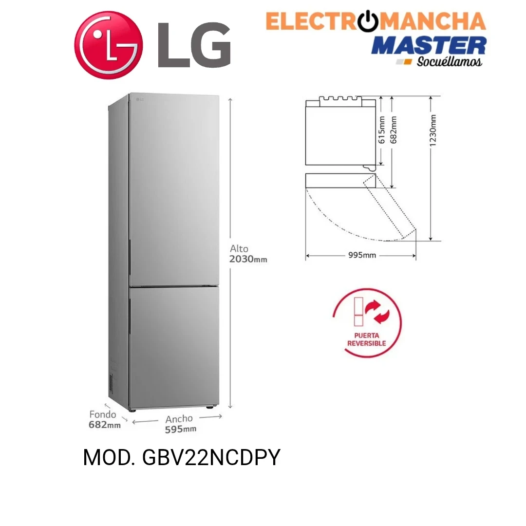 FRIGO COMBI LG GBV22NCDPY NF 2,03*60 INOX D 2