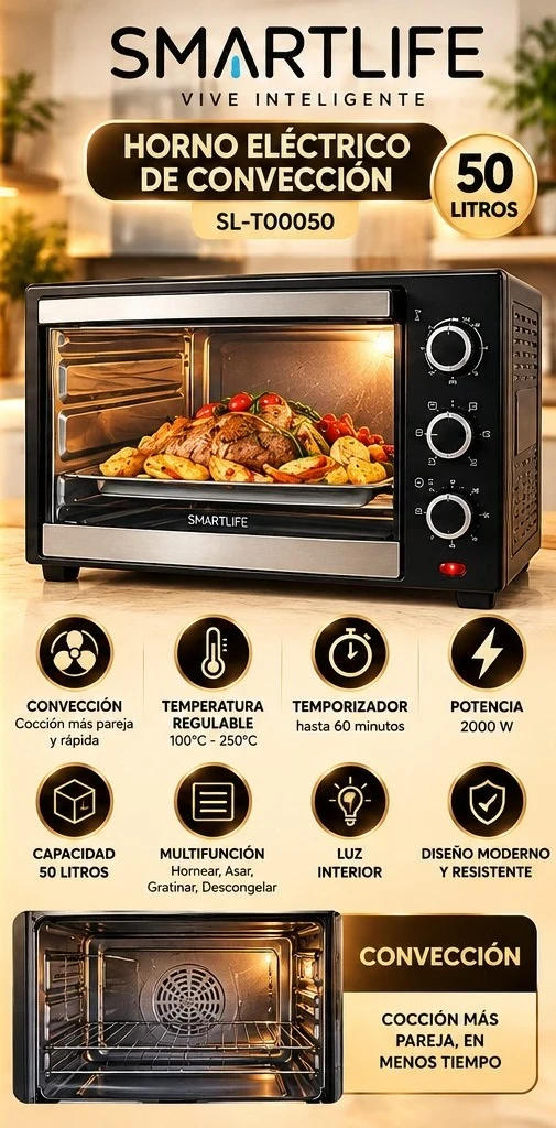 HORNO ELECTRICO SMARTLIFE 50 L *CONSULTAR DISPONIBILIDAD CON EL VENDEDOR*
