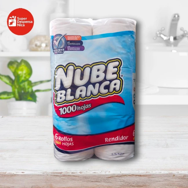 Papel Higiénico Nube Blanca 1000h 6Rollos