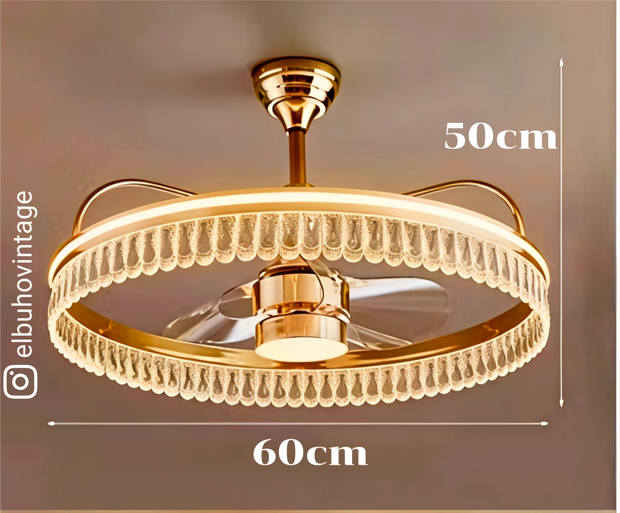 Lámpara Ventilador Dorada  9