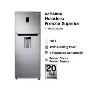 Heladera Samsung RT38K5932SL C/Disp. 380Lts Silver 