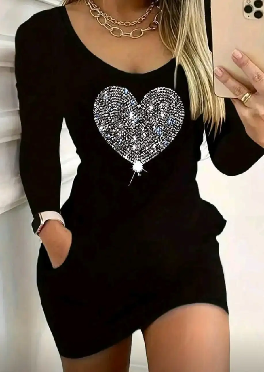 Vestido Estampado Corazon Negro
