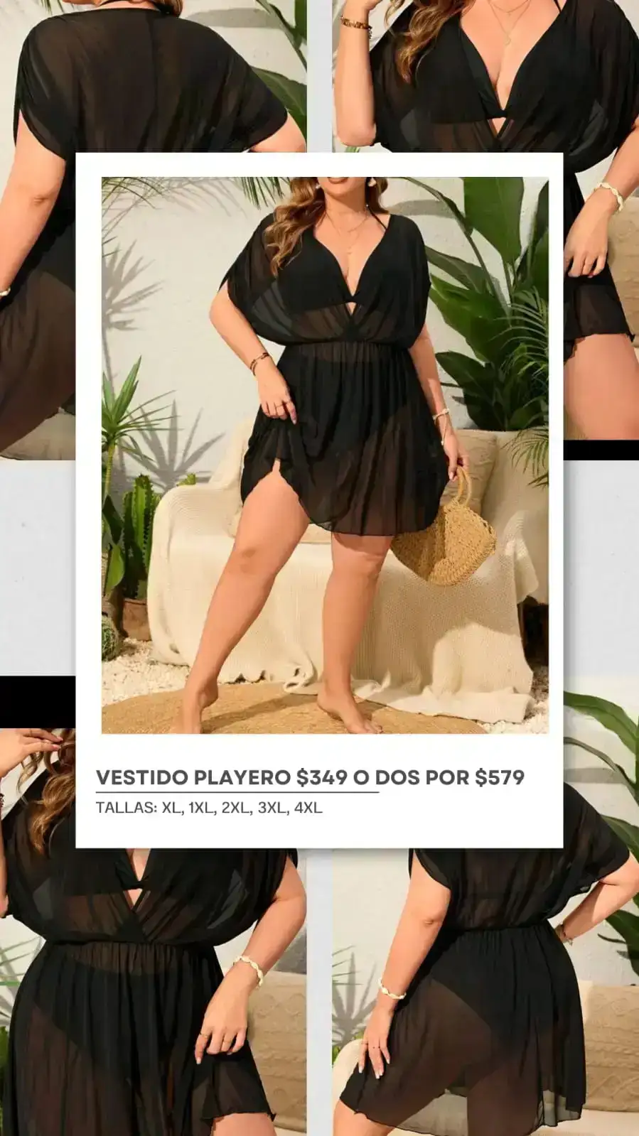 Vestido playero escote V