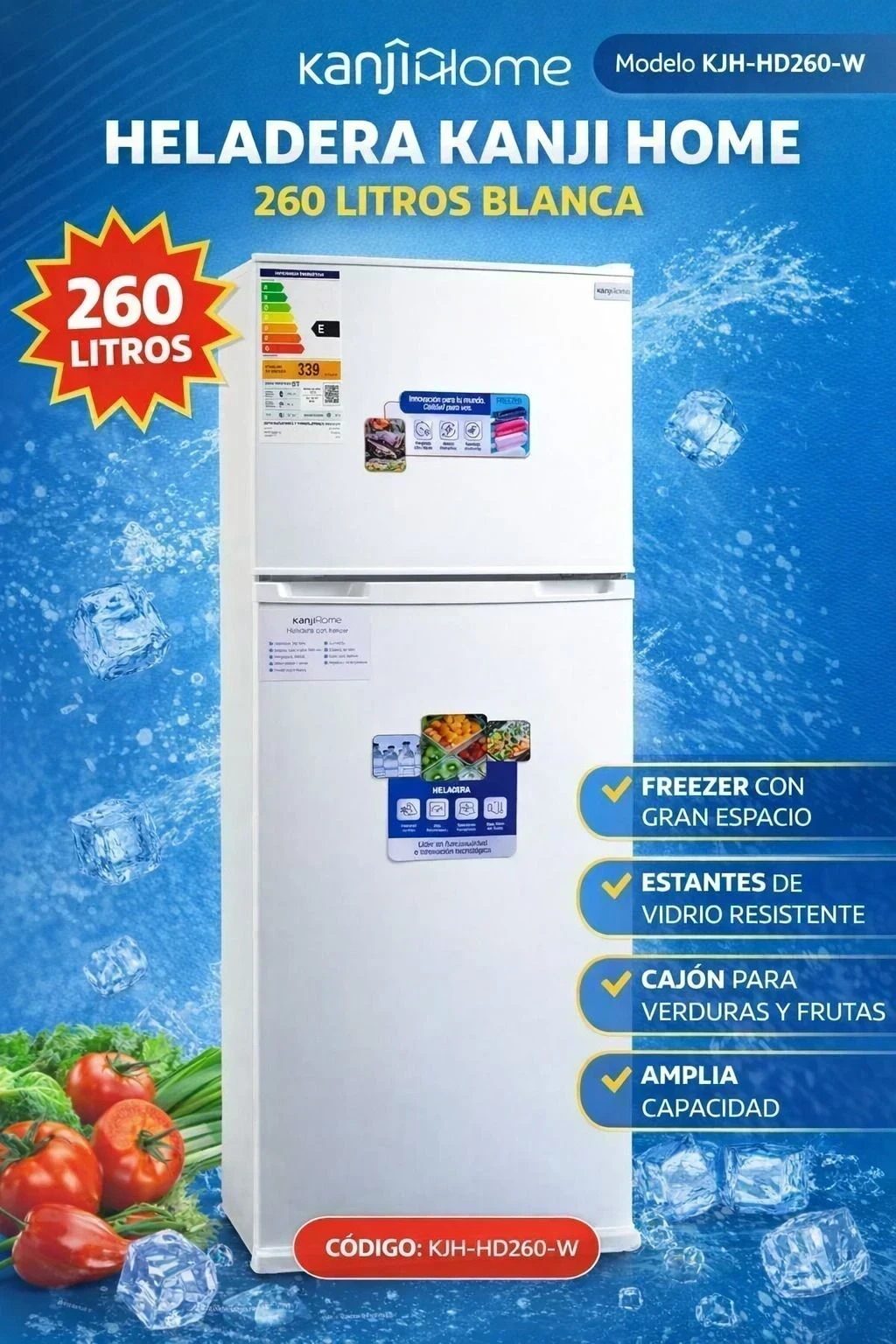 HELADERA CICLICA KANJI 260LTS BLANCA