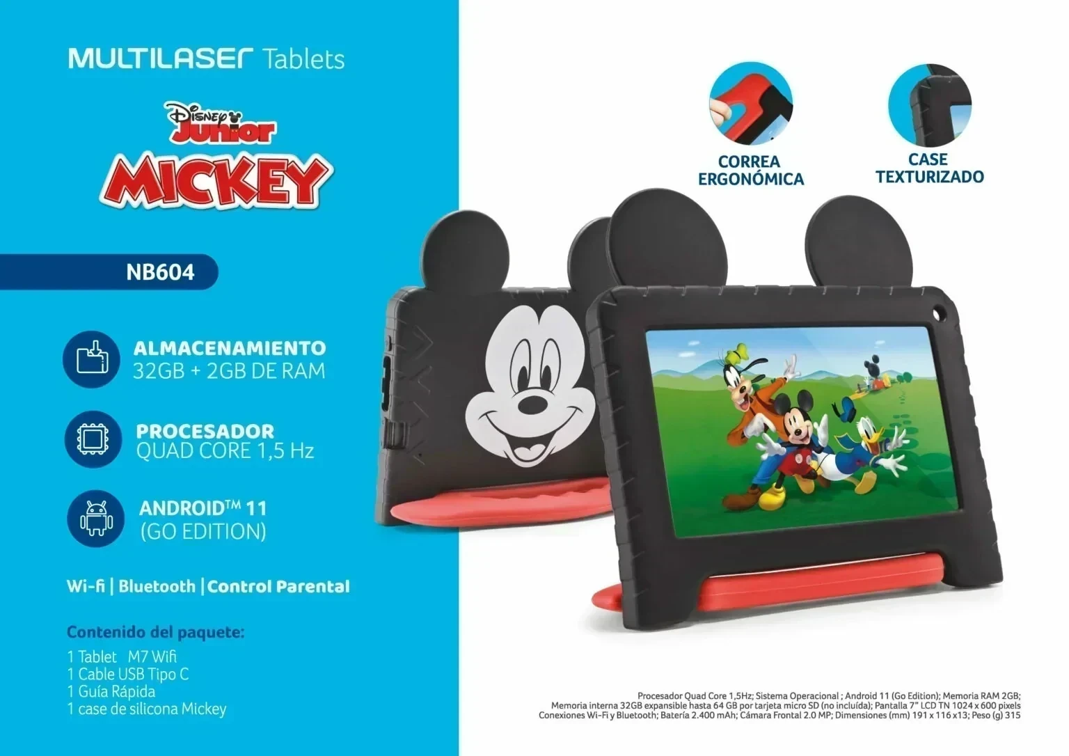 Tablet Kids Mickey Mouse 7" Wifi 4GB RAM/64GB Multilaser 