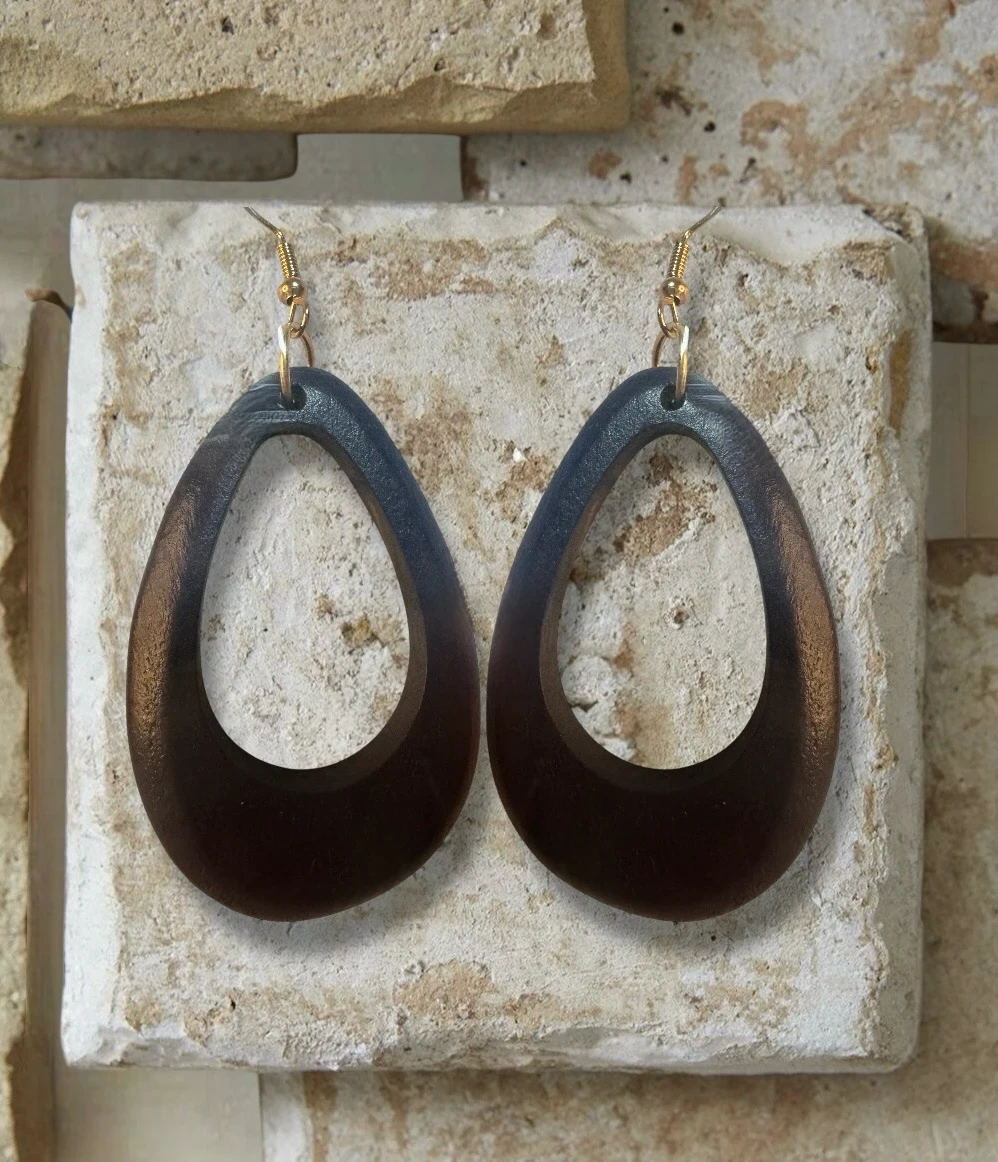Pendientes con diseño de gota en tono azul