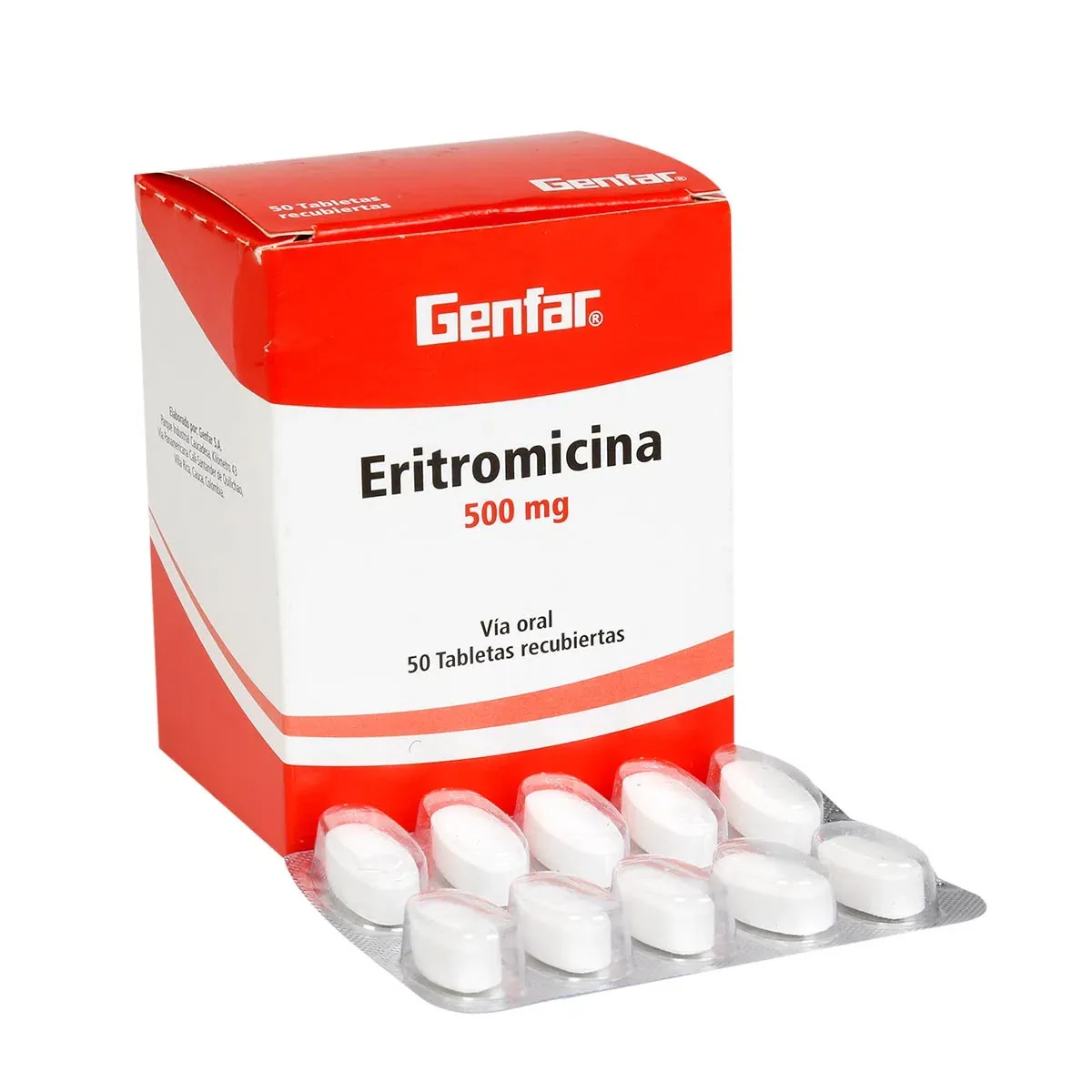 ERITROMICINA 500 MG CJA X 50 TAB GENFAR