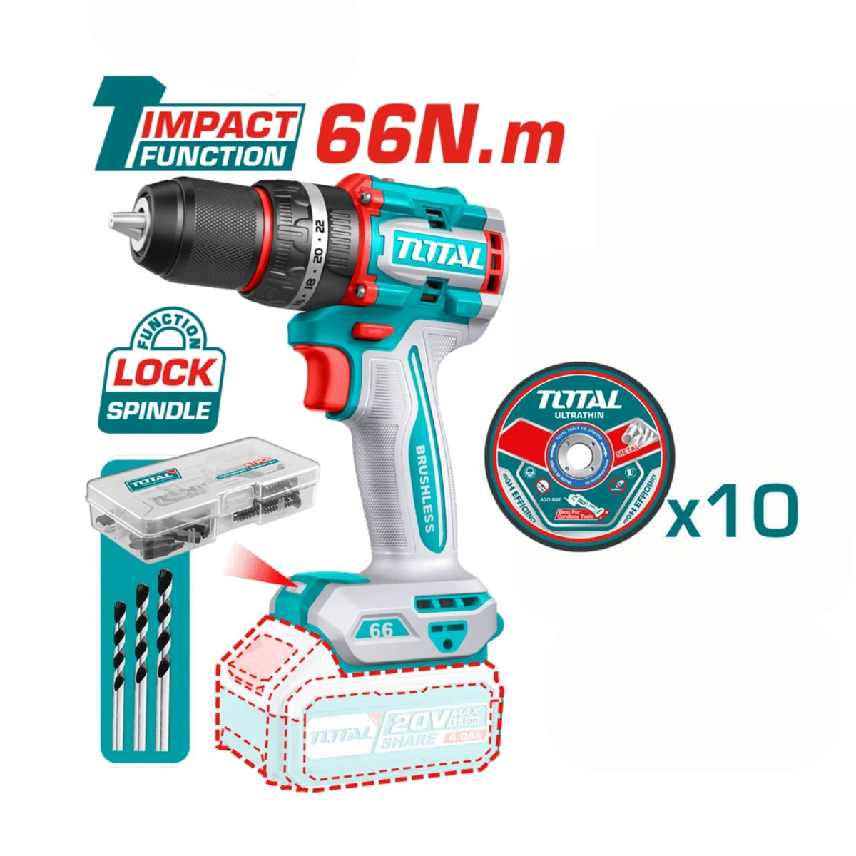 TOSLI241198 Mega combo industrial taladro + amoladora + rotomartillo total 4