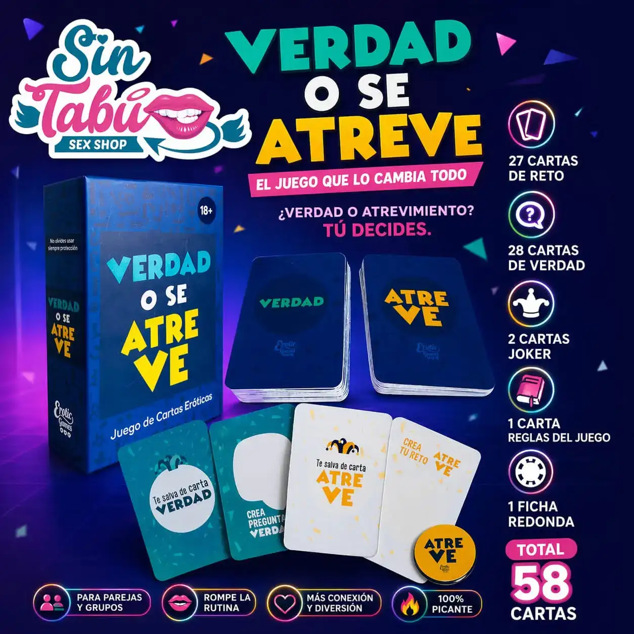 JUEGO DE CARTAS VERDAD O SE ATREVE 