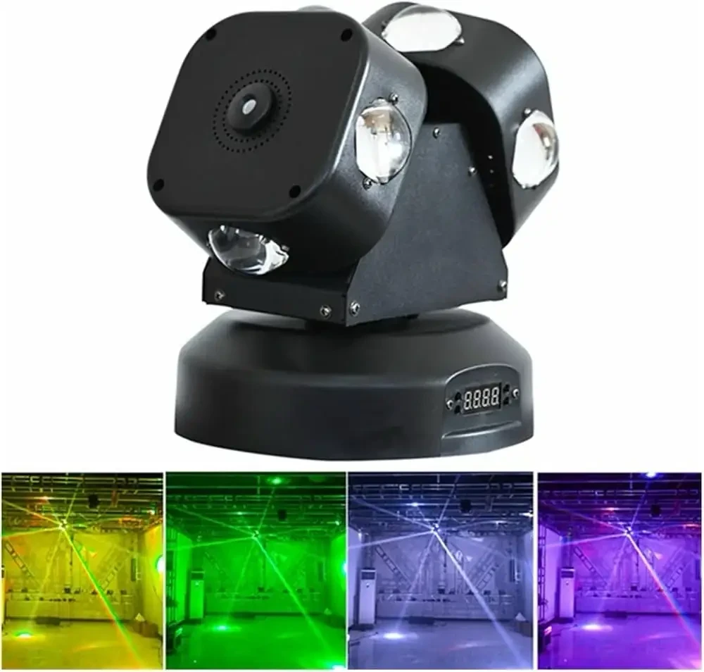 Marca: PROHEL Luces de escenario Luz de cabeza móvil RG LED 12 Cabeza móvil de doble brazo RGBW 4IN1 Luz de escenario de haz a todo color for discoteca Wedding Bar KTV Party para iluminación de escenario de fiesta