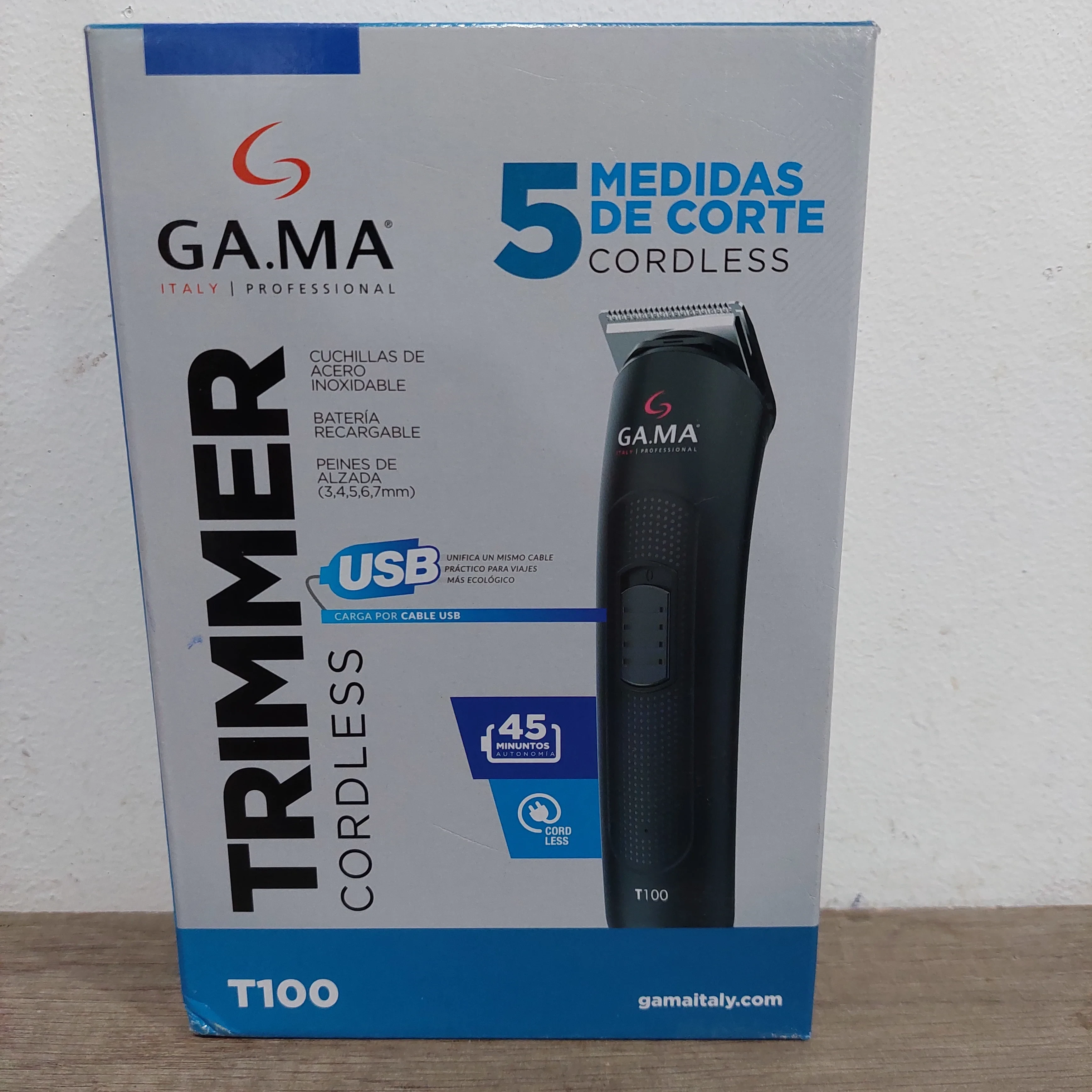 Trimer Inalambrico Corta Barba Gama T100 Usb Recargable Color Negro