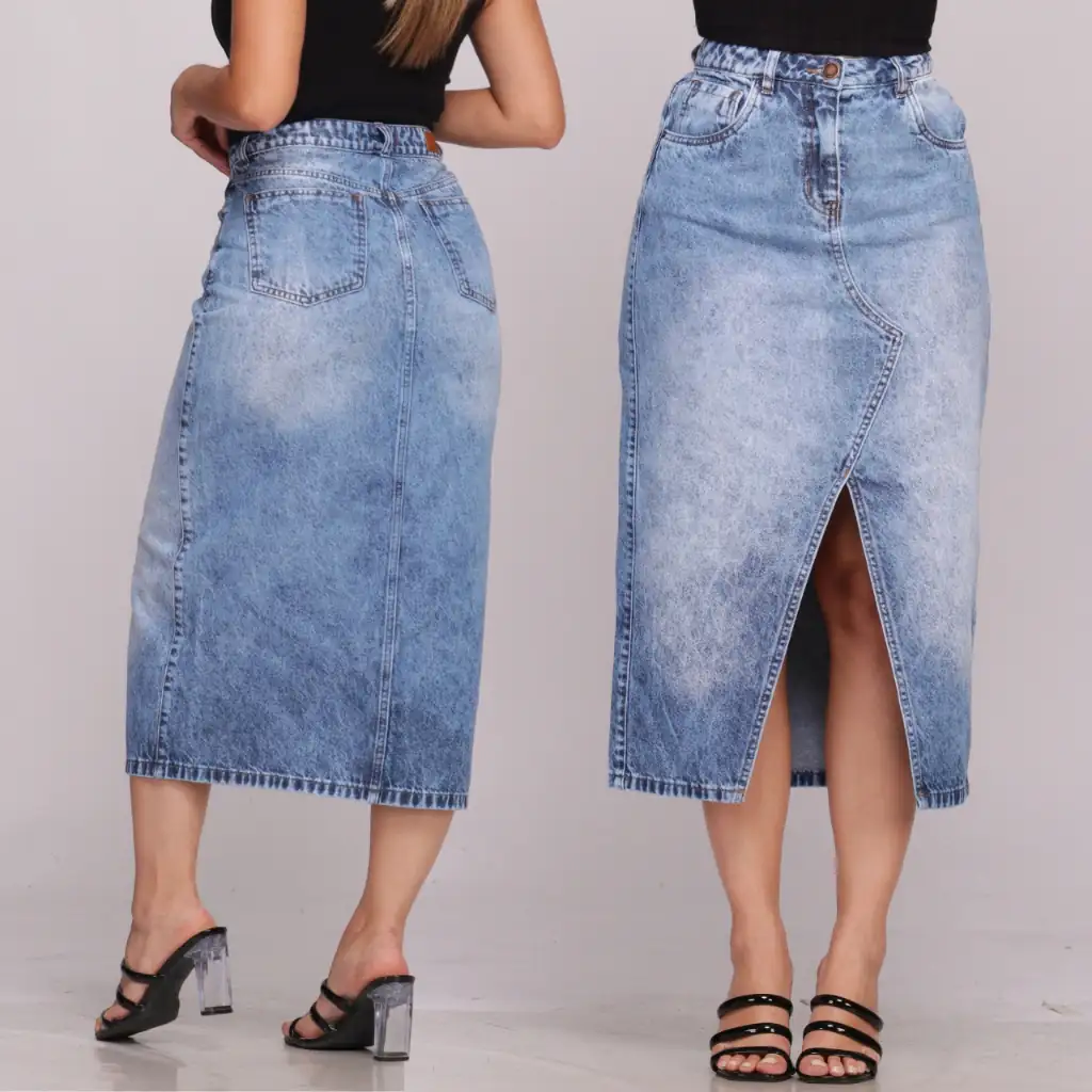 Saia Jeans 100% Algodão  2