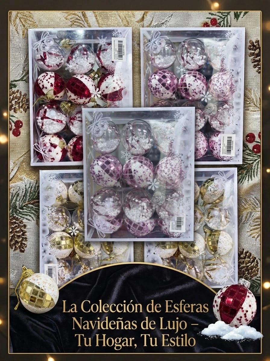 Paquete de 12 esferas golden  de 6 cm 