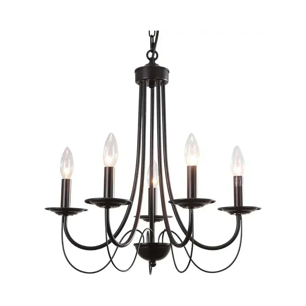 LAMPARA COLGANTE CANDELABRO NEGRA 5L E14