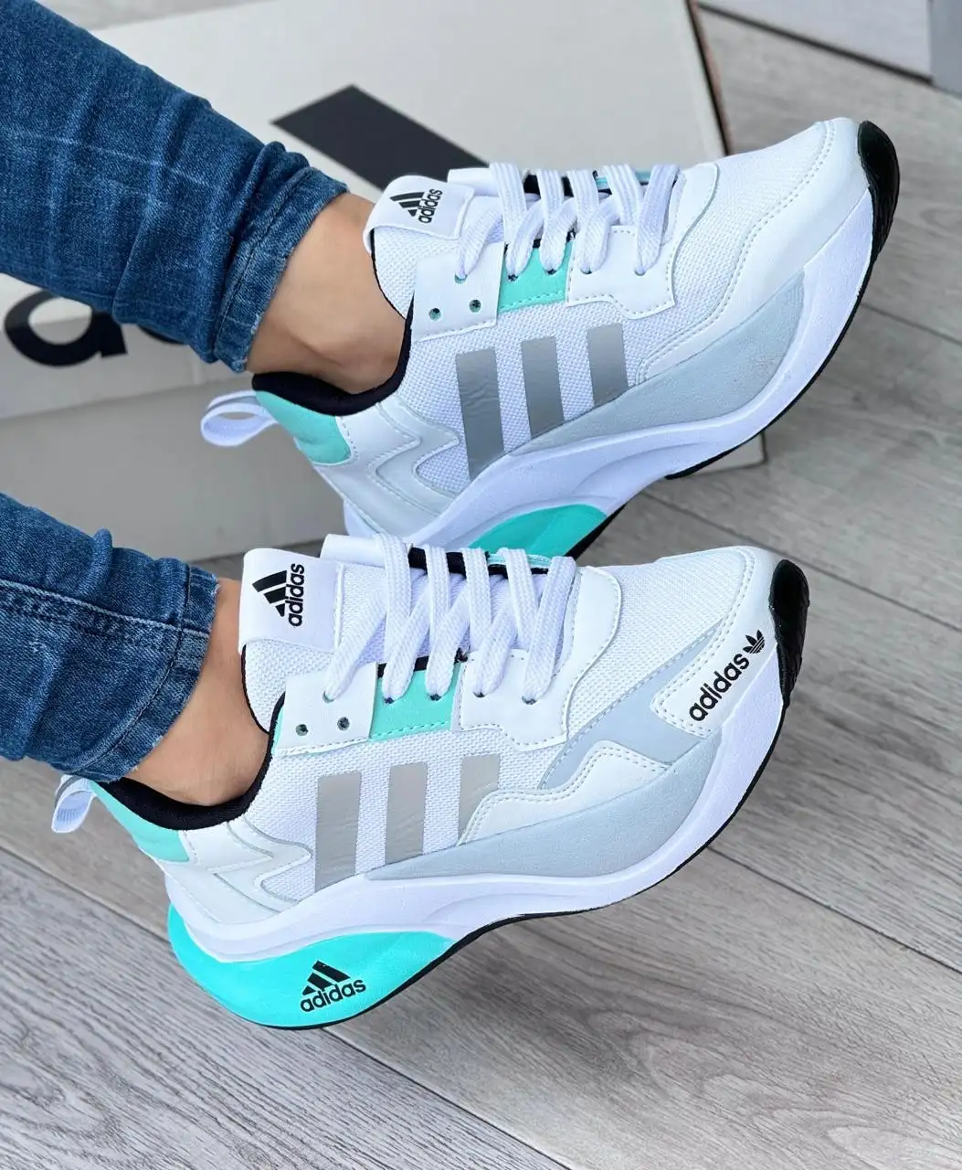 Tenis Adidas Bounce 2.0 Gris Turquesa Dama 