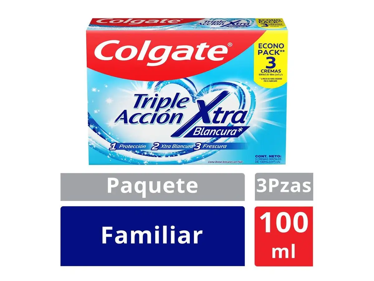 Colgate Triple acción Xtra Blancura x 3 - 100ml c/u