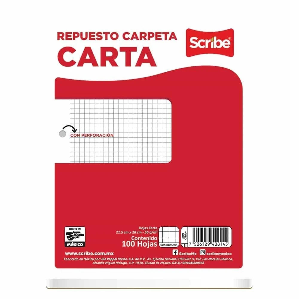 Hojas para carpeta cuadro  chico tamaño carta