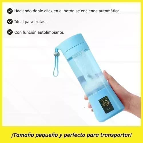 Mini Licuadora Portátil Recargable Usb Vaso De 380  3