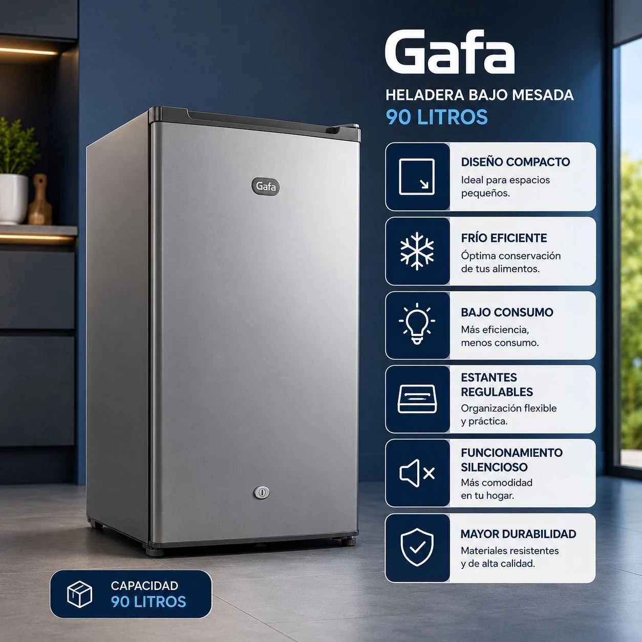FRIGOBAR GAFA 90LYS EFFICIENT SILVER ‼️SOLO POR PEDIDOS ‼️ 