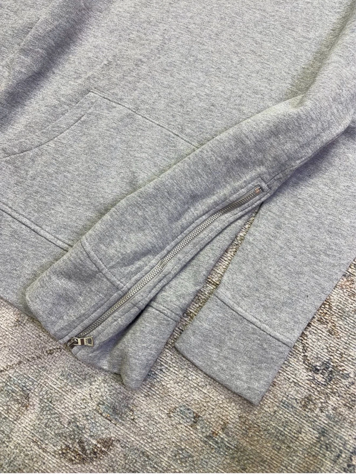 Sudadera larga / tipo Vestido con capucha Polo Ralph Lauren gris con detalles de cremalleras laterales Mujer 👩   3