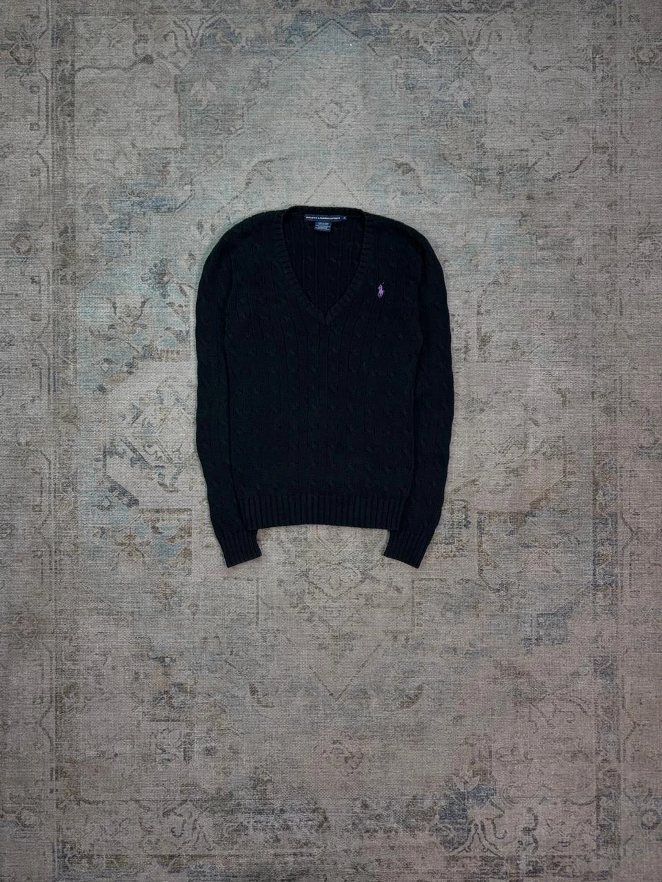 POLO RALPH LAUREN SPORT CABLE-KNIT V-NECK SWEATER 3