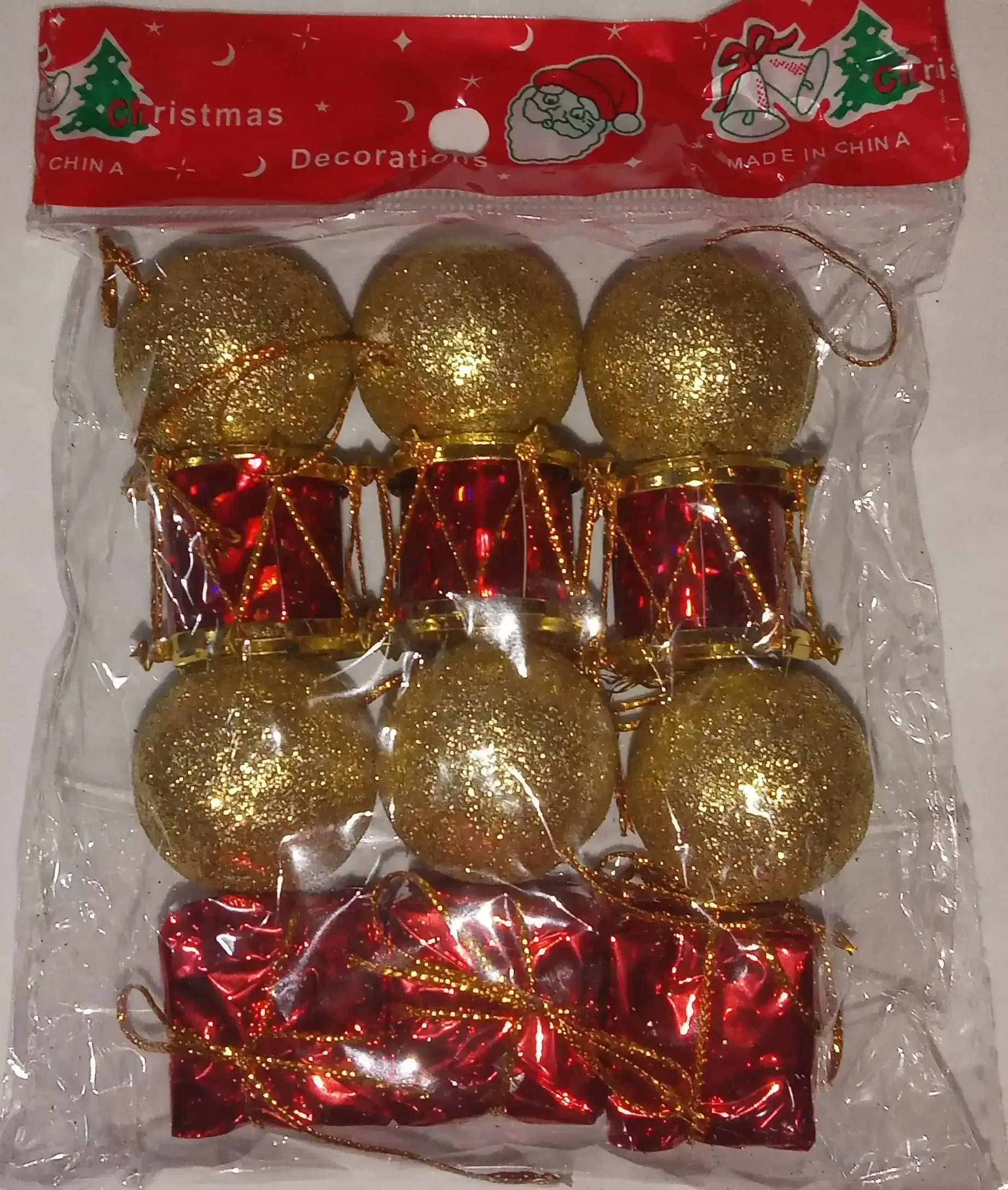 Adorno navideño 12 piezas esfera/bombo/regalo 2