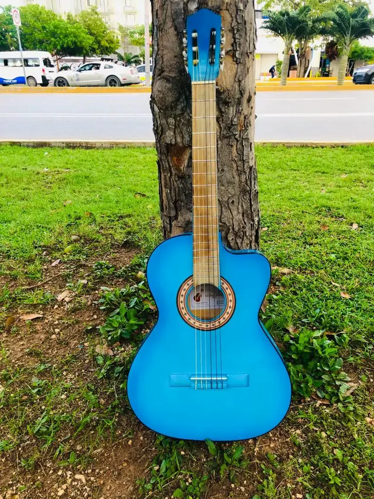 Guitarra curva azul 