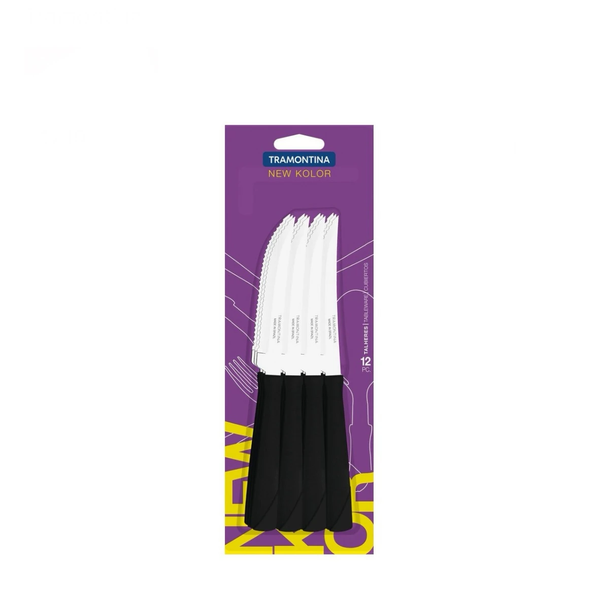 New kolor cuchillo de mesa negro x12