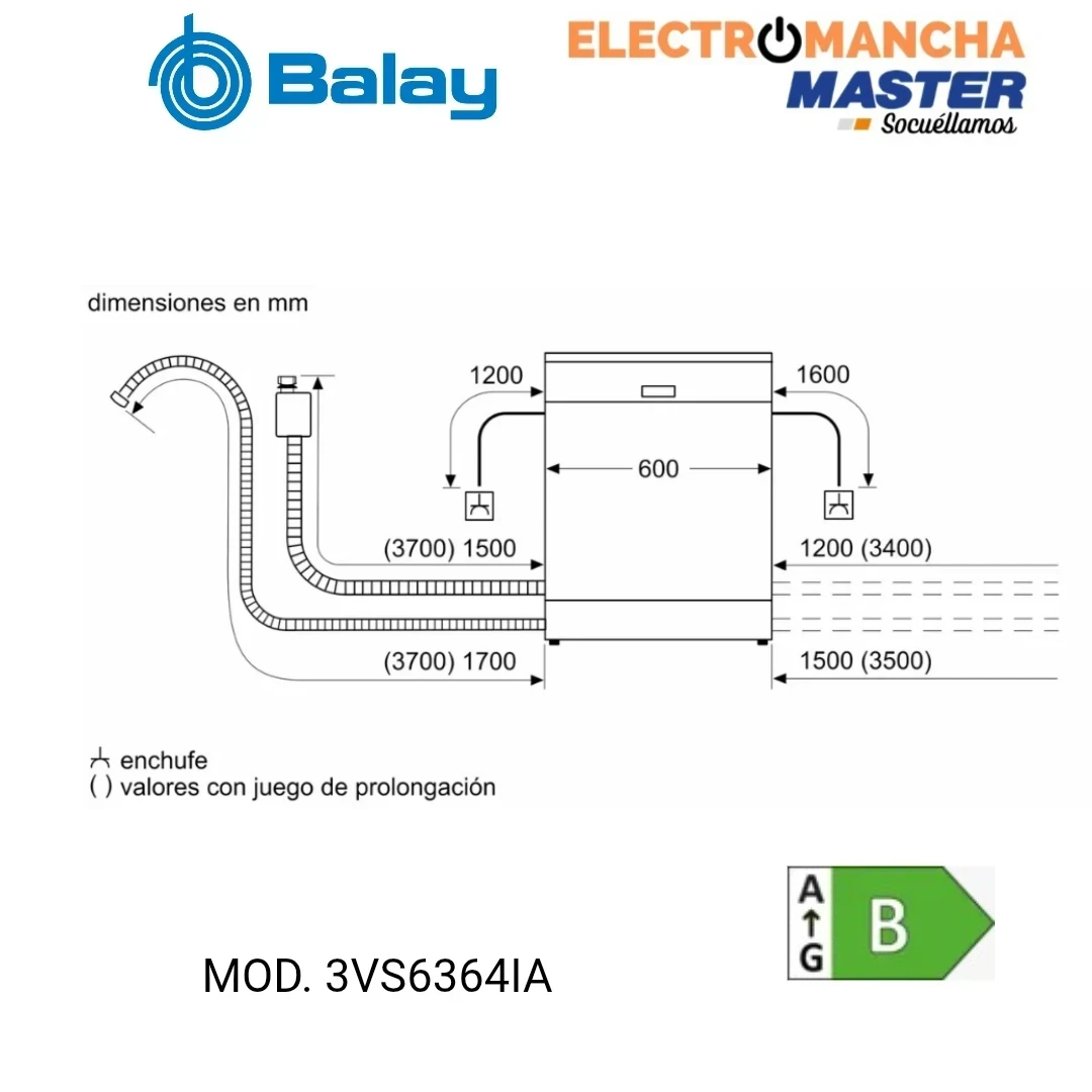 LAVAVAJILLAS BALAY 3VS6364IA INOX. 14 CUB. CLASE B 4