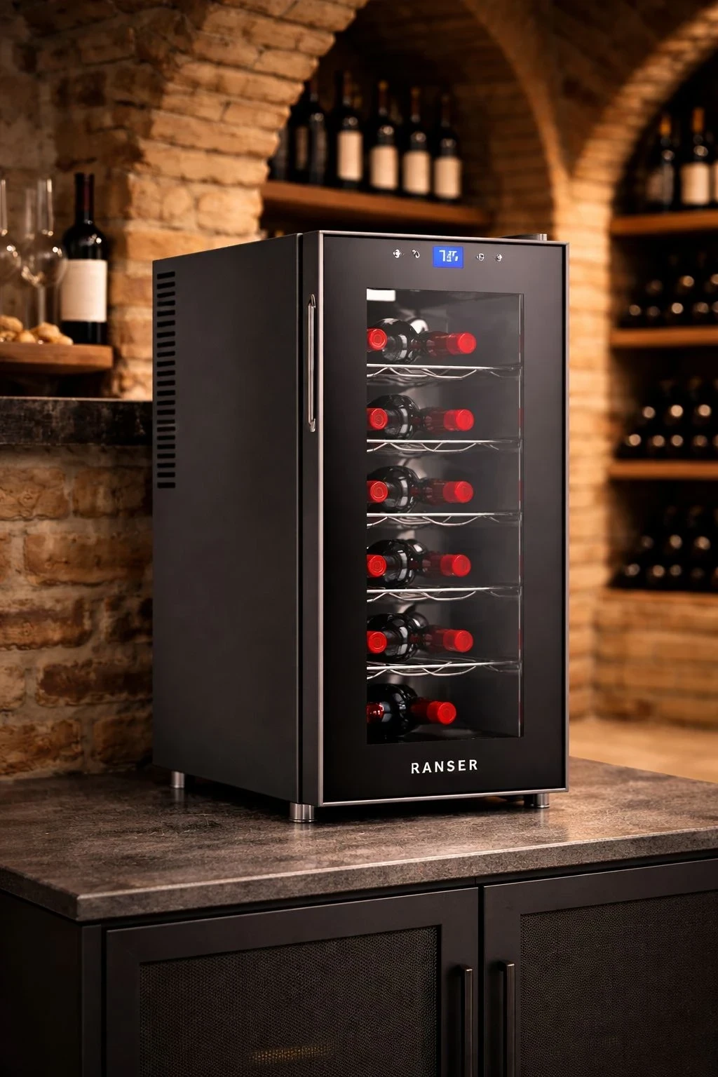 Cava Termoeléctrica 12 Botellas RANSER WC-1412 MAINZ 35Lts 5°C a 18°C Negro 