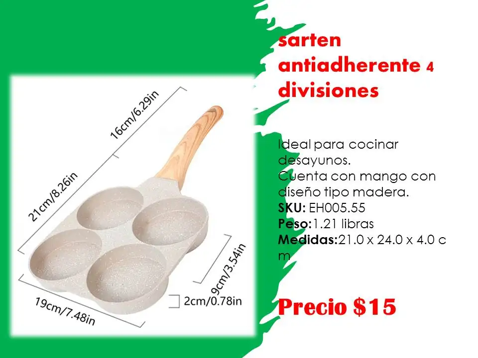 Sarten antiadherente para 4 huevitos 