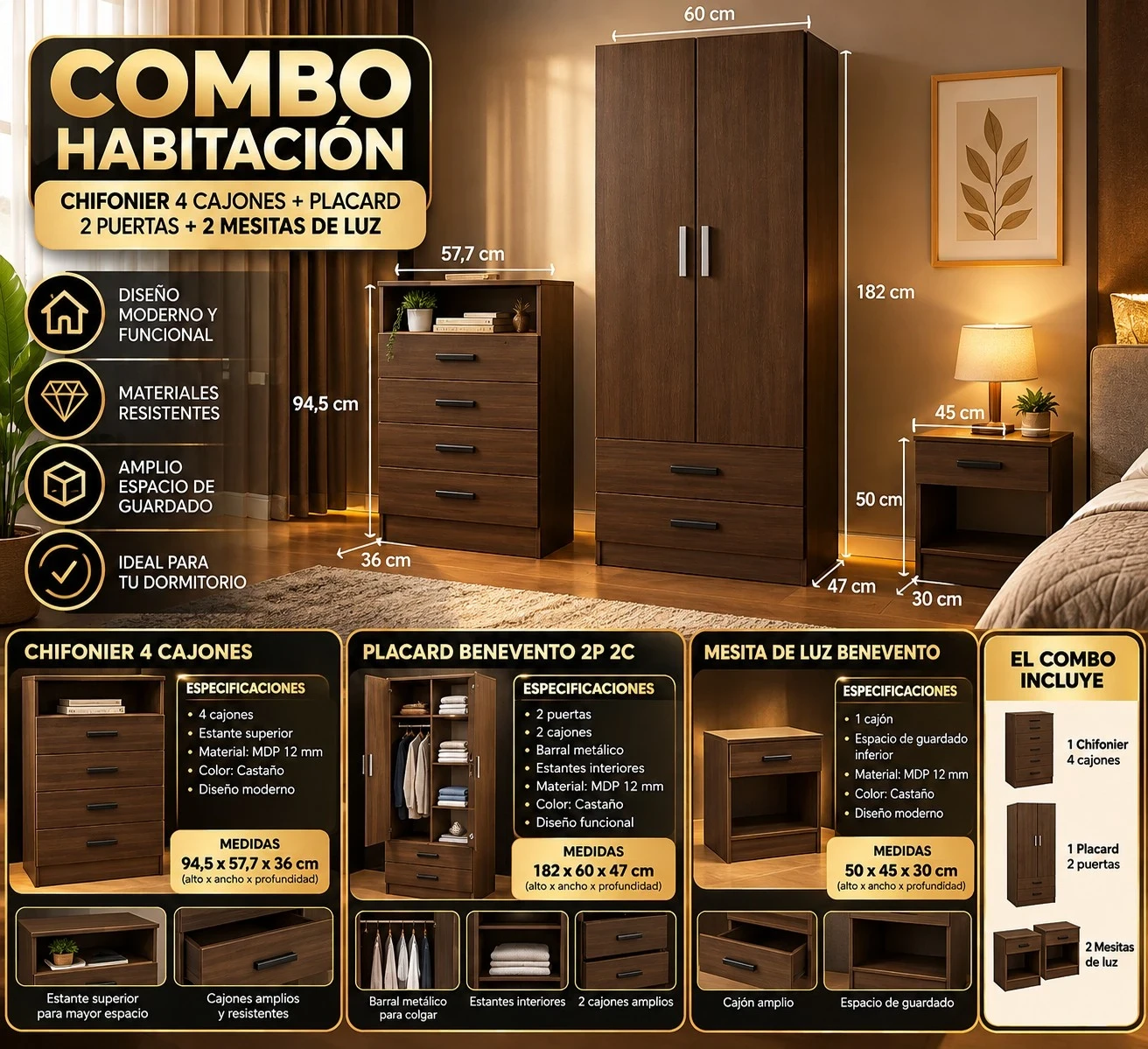 COMBO HABITACION *CONSULTAR DISPONIBILIDAD CON EL VENDEDOR*