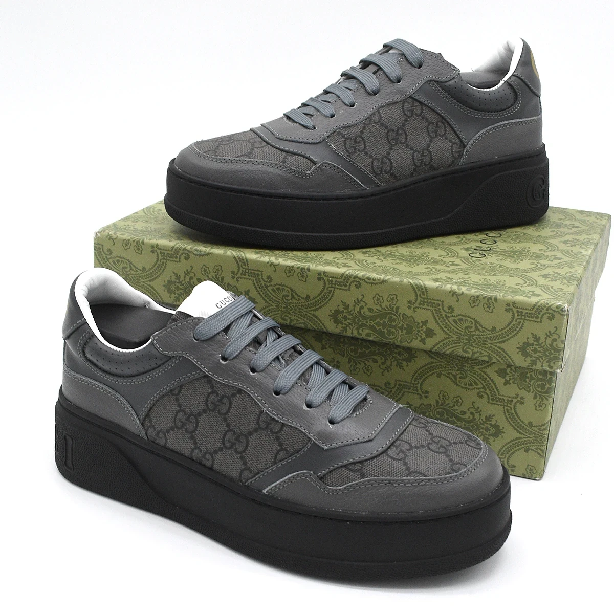 Zapatilla Gucci Lace Up GG Monogram Gris 9