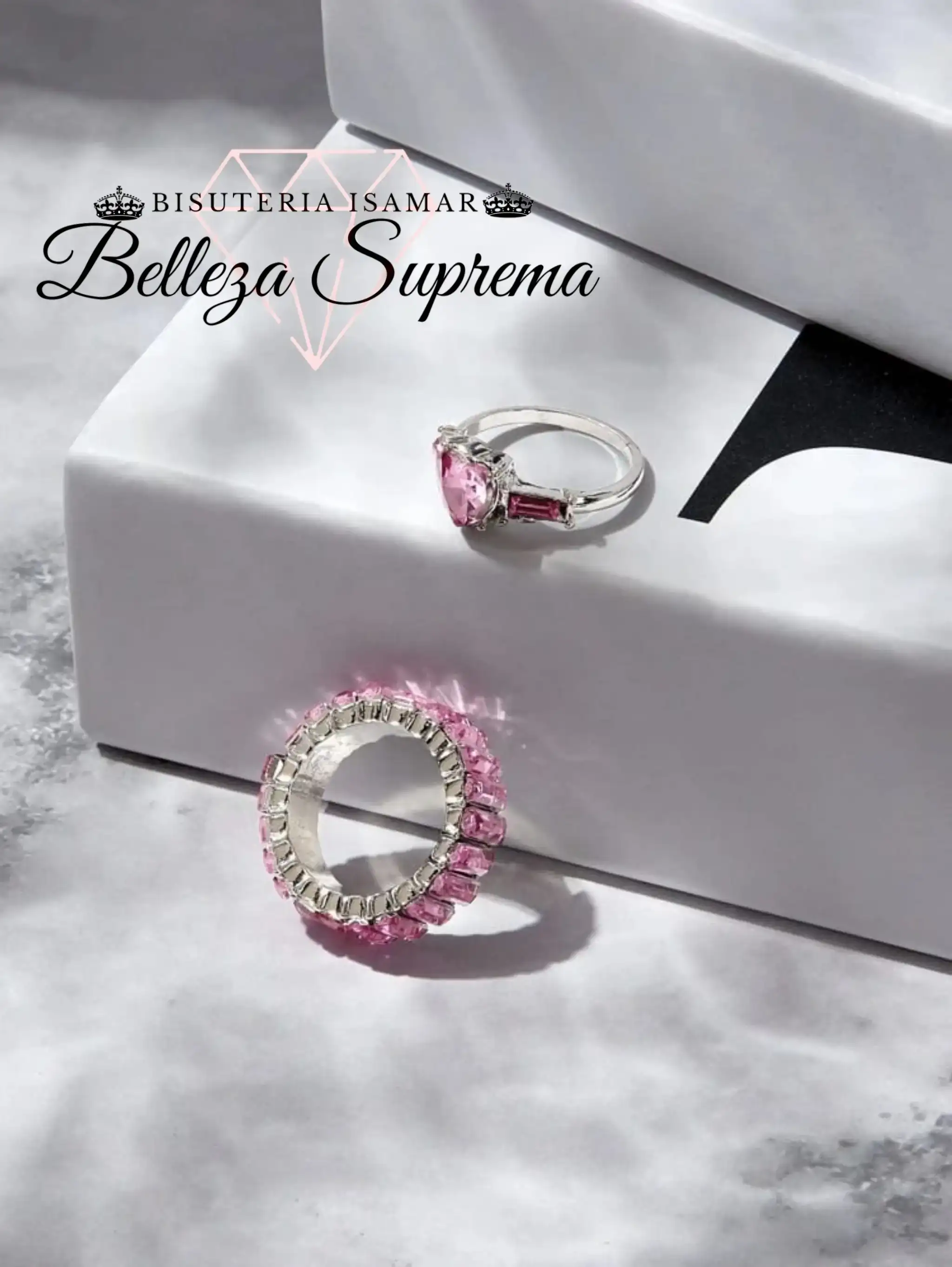 ANILLOS DE PROMESA CORAZÓN DE CRISTAL 