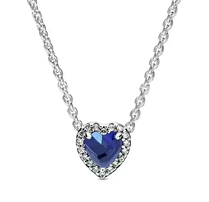 Conjunto Collar Corazón  Relieve Azul  2