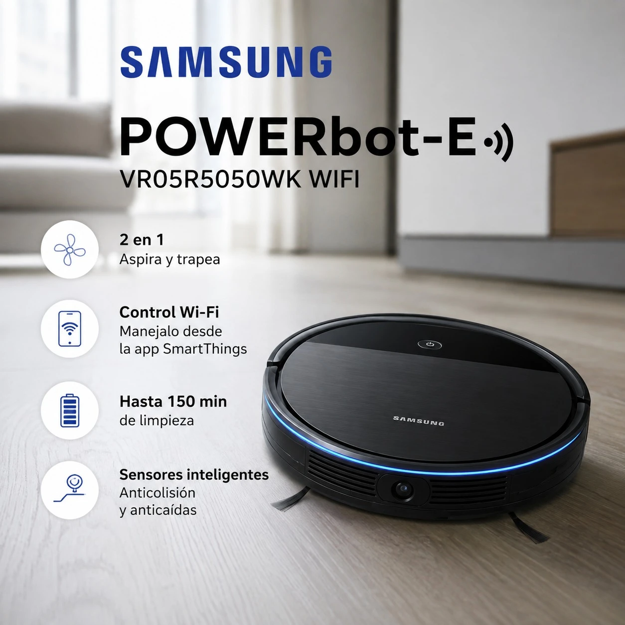 ASPIRADORA ROBOT SAMSUNG POWERBOT-E VR05R5050WK WIFI