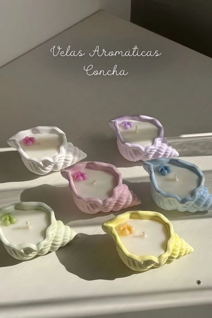 Velas en concha de yeso 2