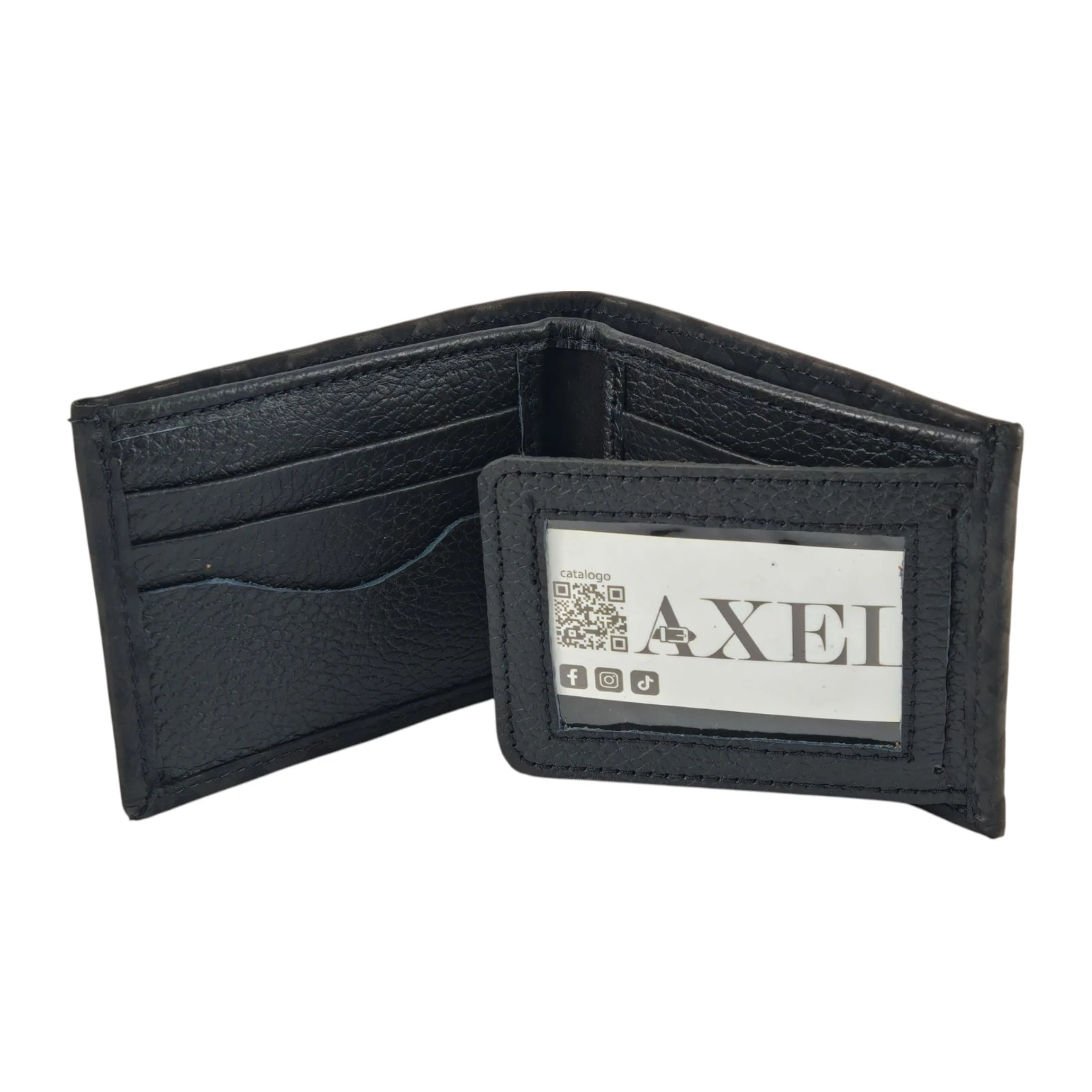 Billetera de Cuero Clásica Bifold AXEL - Negro Texturizado 3