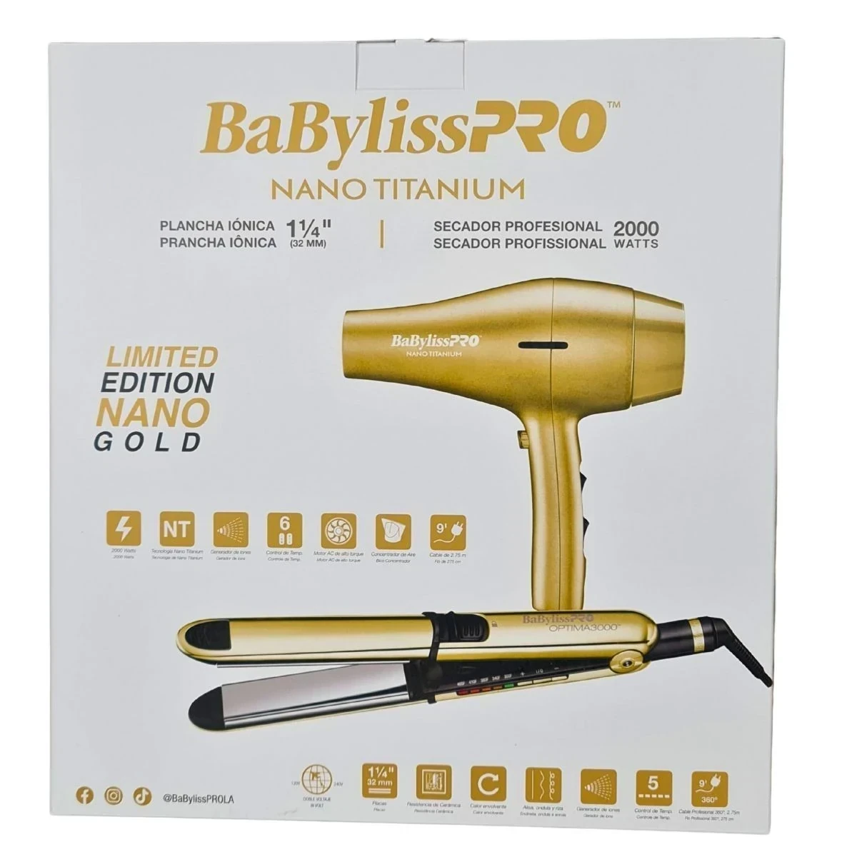 Combo De Plancha Y Secadora BaBylissPRO Gold Black 3