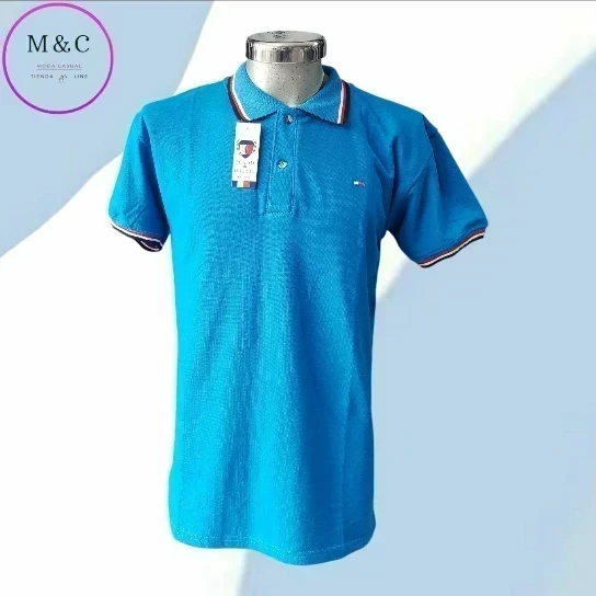 Playera Polo Talla G diseño en cuello y mangas 4