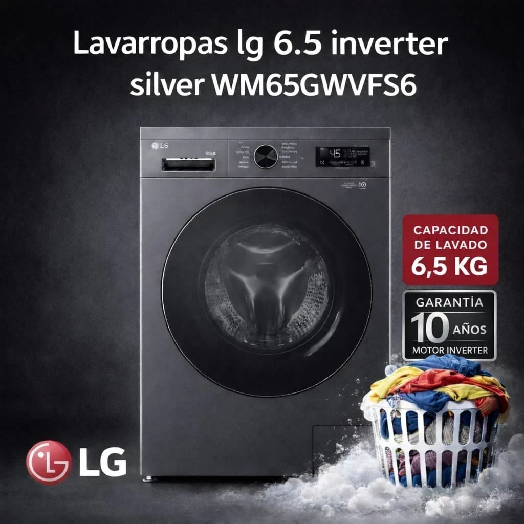 LAVARROPAS AUTOMÁTICO LG INVERTER SILVER