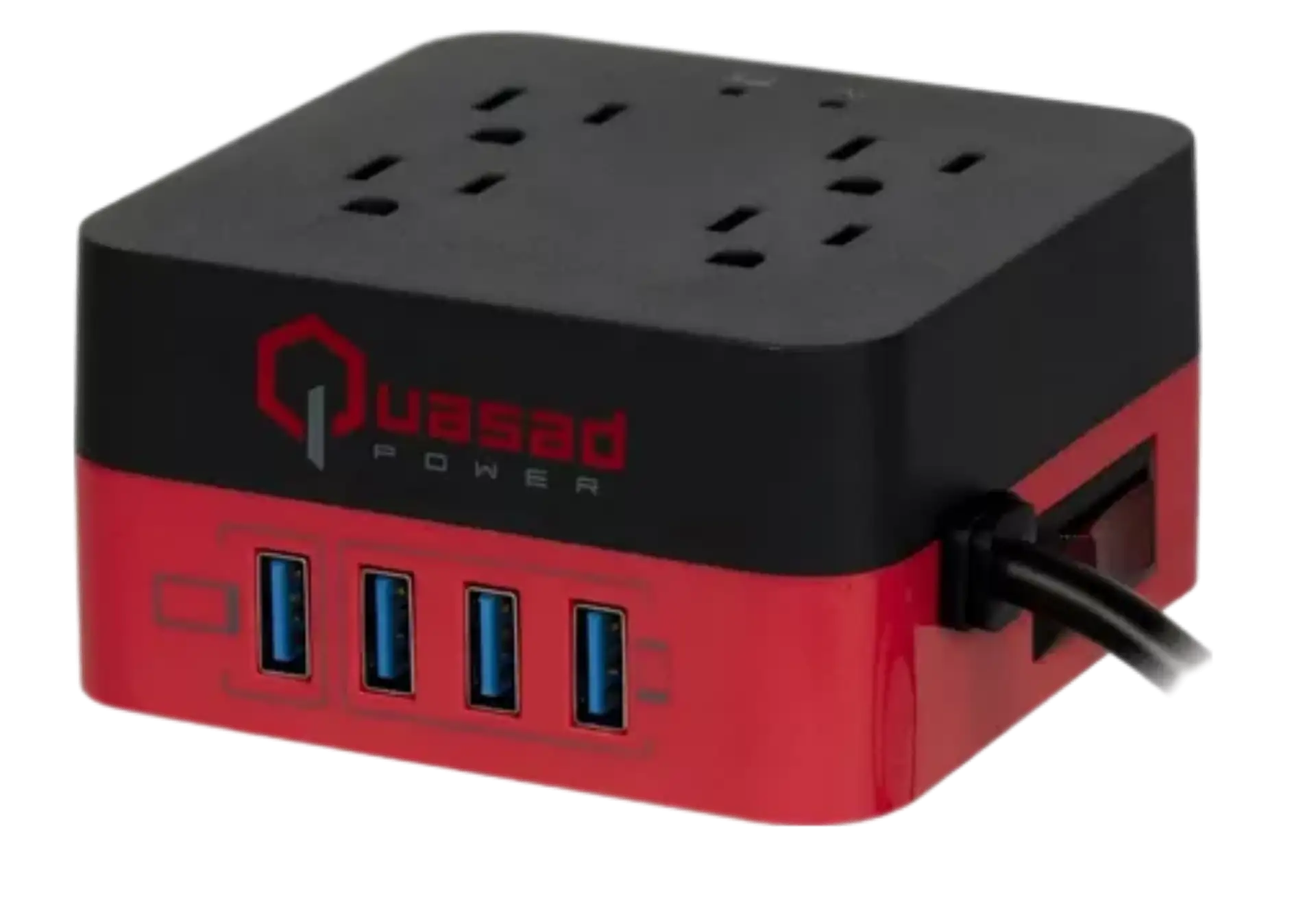 REGULADOR SUSPENSOR DE VOLTAJE QUASAD 4 TOMAS 4 USB  4