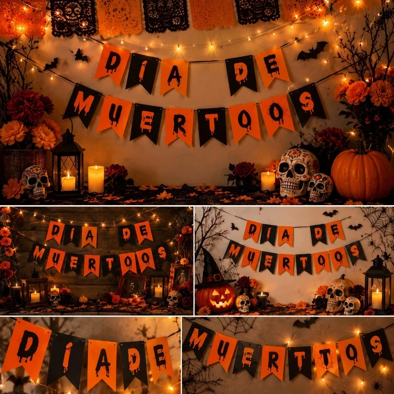 10 PIEZAS | BANDERIN ANARANJADO HALLOWEEN 