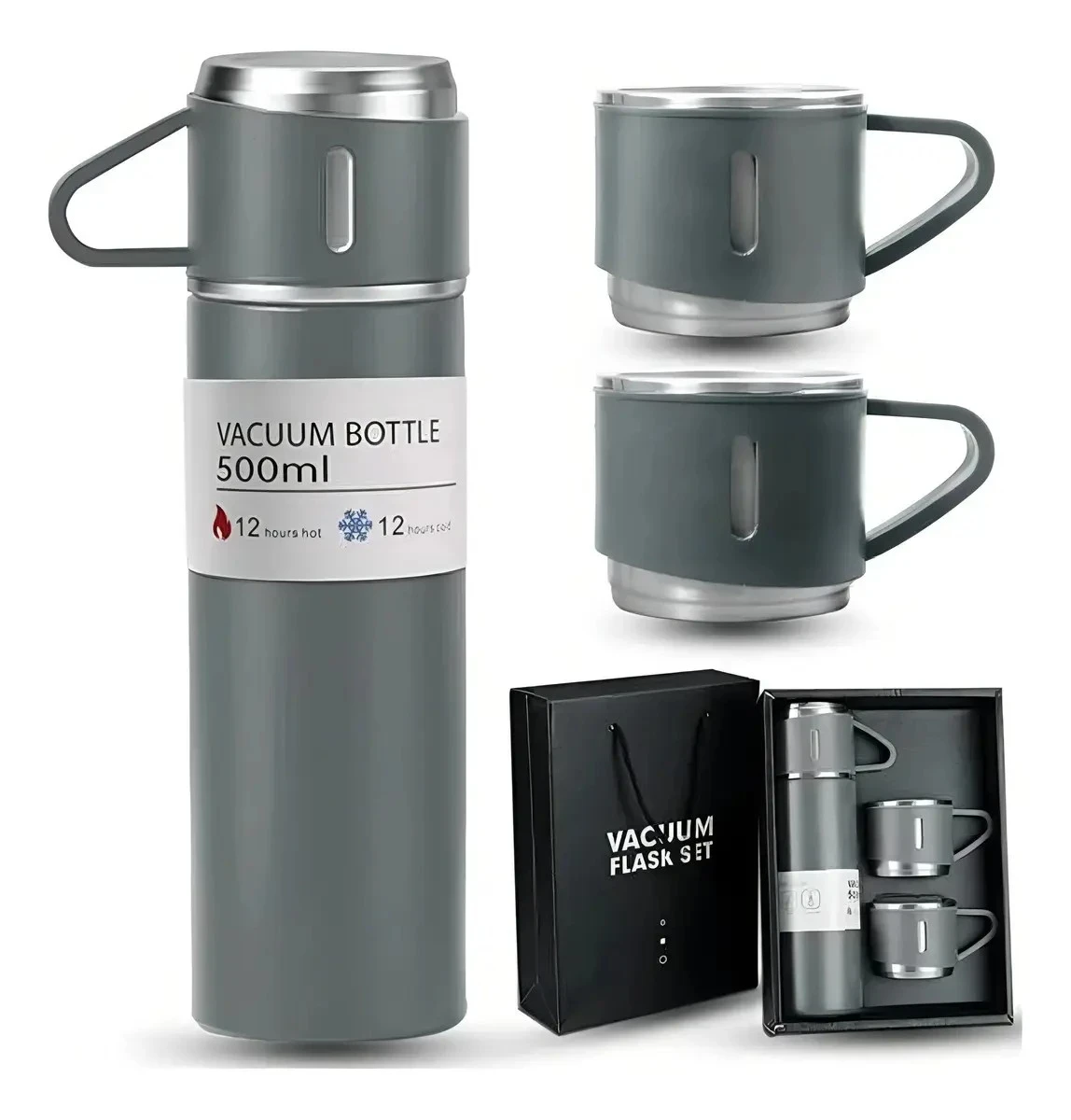 Set Termo con 3 Tazas 500 ml Acero Inoxidable