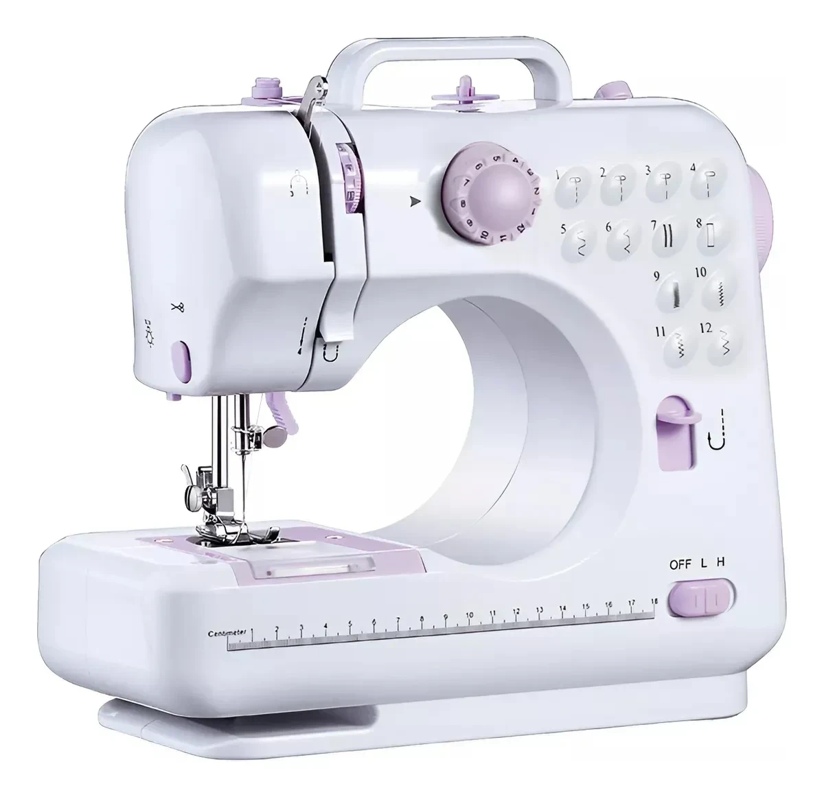 Maquina De Coser Portátil OM  12 Puntadas Pedal Color Blanco Smart Tech 2