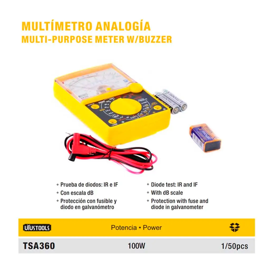 TESTER MULTIMETRO ANALOGICO C/AGUJA UYUST 1000V